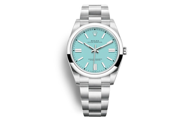 ROLEX Smooth Bezel, Oyster Perpetual Type Automatic Mechanical Movement Men's Watches Watch 41mm Blue Dial