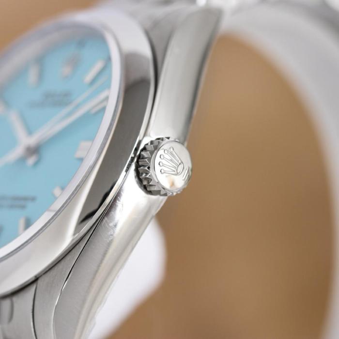 ROLEX Smooth Bezel, Oyster Perpetual Type Automatic Mechanical Movement Men's Watches Watch 41mm Blue Dial