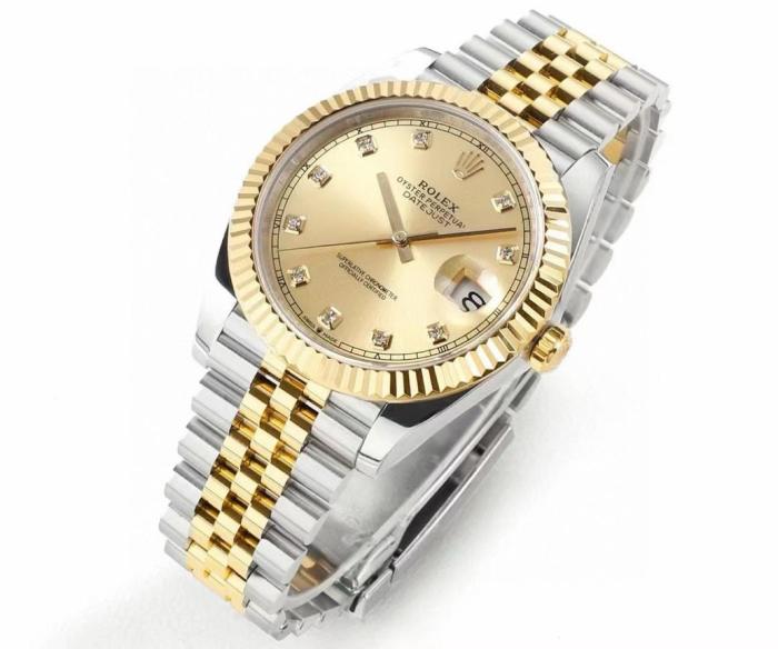 ROLEX Fluted Bezel Two Tone Datejust Collection Automatic Mechanical Movement 100m Waterproof Men's Watches Case Diameter/Size 41mm