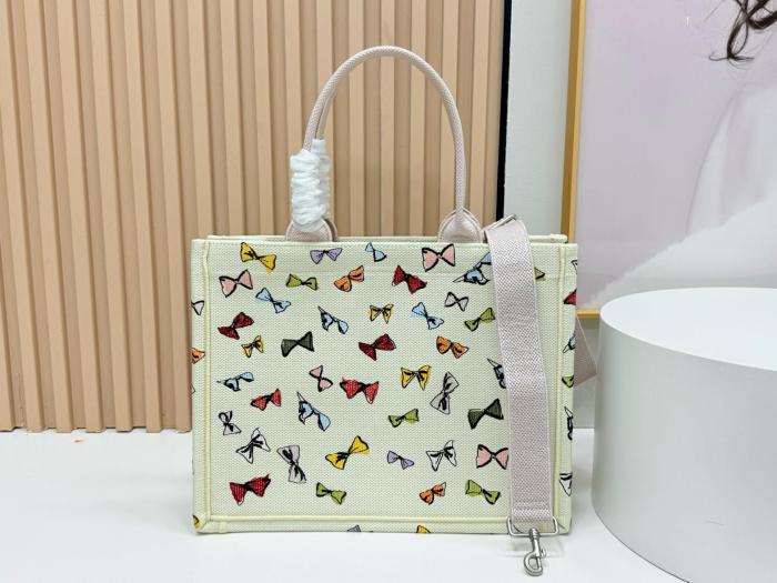 DIOR Dioriviera Cotton Tote Handbag Medium Women's Milk White Multicolor M1354OETR-M941 L36 W16.5 H27.5 cm