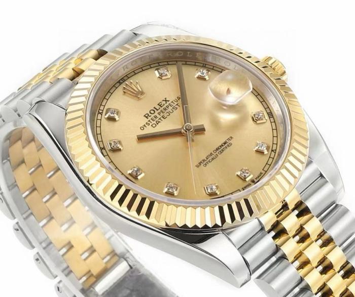 ROLEX Fluted Bezel Two Tone Datejust Collection Automatic Mechanical Movement 100m Waterproof Men's Watches Case Diameter/Size 41mm