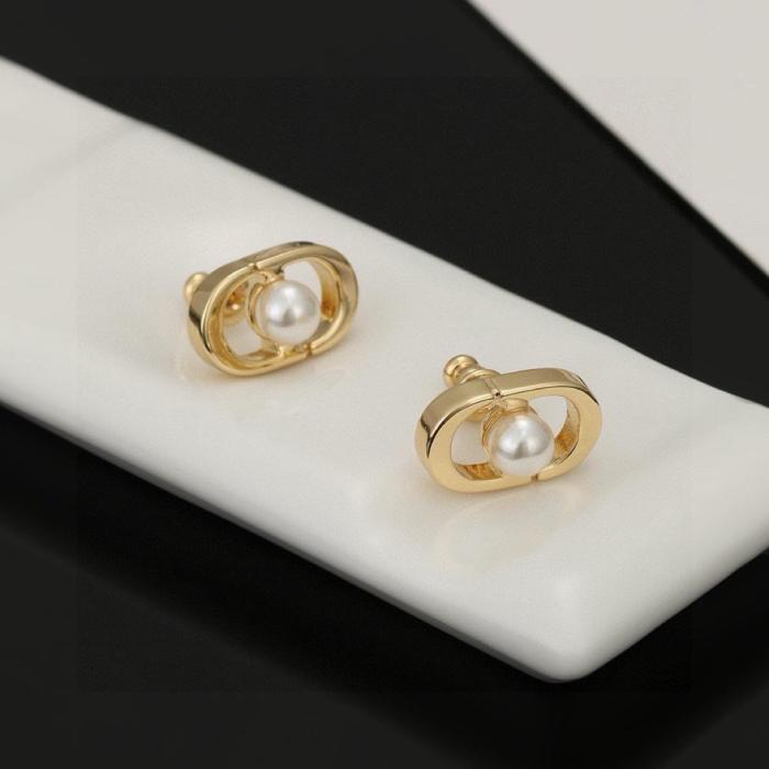 DIOR Resin, Metal Stud Earrings Women's Gold