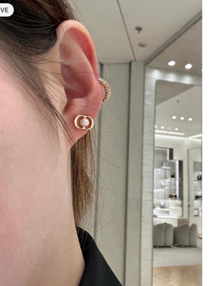 DIOR Resin, Metal Stud Earrings Women's Gold