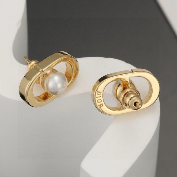 DIOR Resin, Metal Stud Earrings Women's Gold