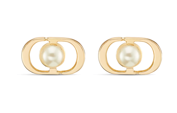 DIOR Resin, Metal Stud Earrings Women's Gold