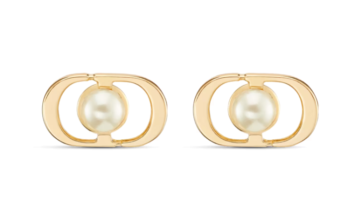 DIOR Resin, Metal Stud Earrings Women's Gold