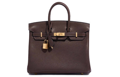 HERMES Birkin Saddle Leather Birkin Bag Handbag 25 Women's 46 Ebene Ebony H077821CC46 size 25*20*13cm