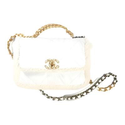 CHANEL 19Bag Lambskin Crossbody Bags Women's White AS1160-B06319-10601 size L26cm W9cm H16cm