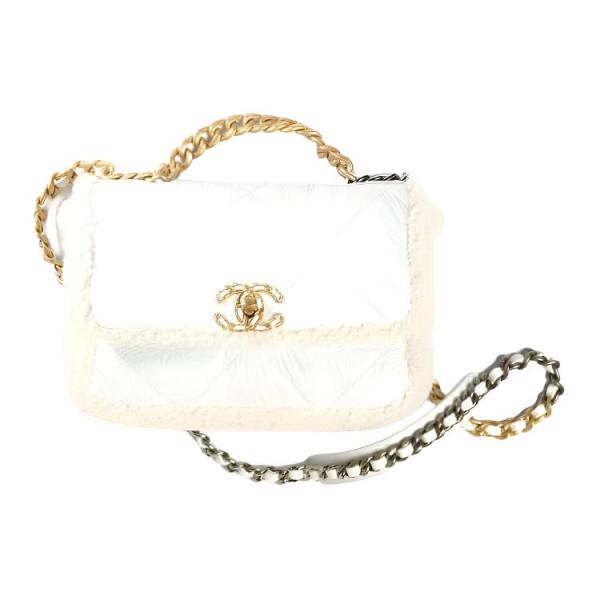 CHANEL 19Bag Lambskin Crossbody Bags Women's White AS1160-B06319-10601 size L26cm W9cm H16cm