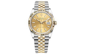 ROLEX Automatic Mechanical Movement Unisex Watch 36mm Gold Dial Oystersteel Case