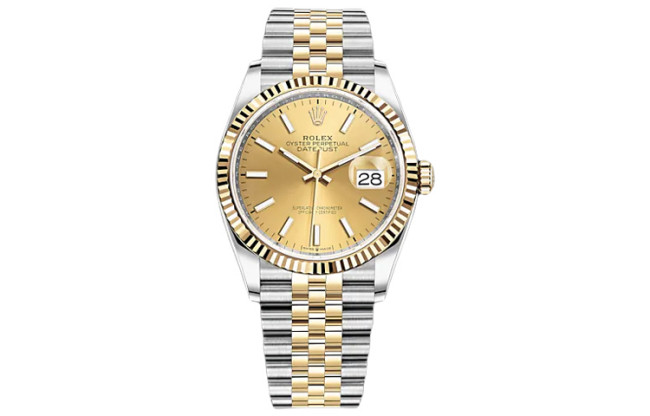 ROLEX Automatic Mechanical Movement Unisex Watch 36mm Gold Dial Oystersteel Case