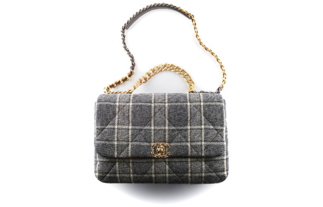CHANEL 19Bag Twill Woolen Crossbody Bag, Shoulder Bag Women's Dark Gray Multicolor AS1162-B08574-ND195 36*25*11cm