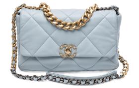 CHANEL 19Bag Sheepskin Flap Bag, Handbag, Shoulder Bag, Crossbody Bag Medium Women's Light Blue AS1161-B04852-NG752 size 20*30*10cm