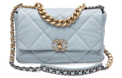 CHANEL 19Bag Sheepskin Flap Bag, Handbag, Shoulder Bag, Crossbody Bag Medium Women's Light Blue AS1161-B04852-NG752 size 20*30*10cm