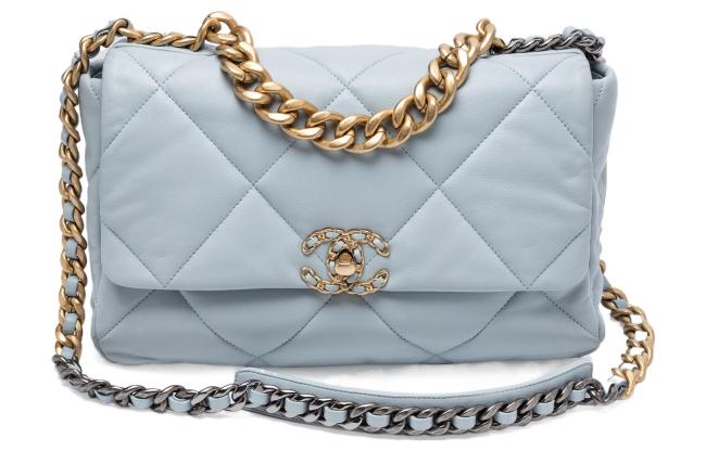 CHANEL 19Bag Sheepskin Flap Bag, Handbag, Shoulder Bag, Crossbody Bag Medium Women's Light Blue AS1161-B04852-NG752 size 20*30*10cm