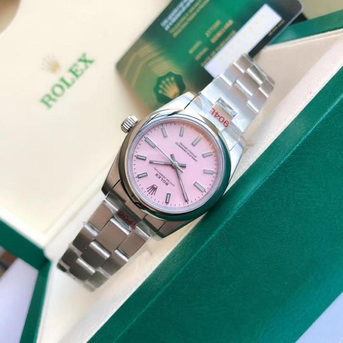 ROLEX Smooth Bezel, Oyster Perpetual Type Automatic Mechanical Movement Women's Watch 31mm Pink Watch Dial