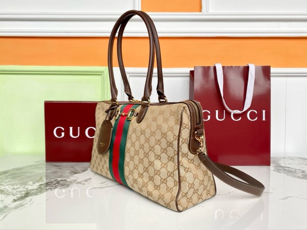 GUCCI GG Canvas Shoulder Bag Large Women's Sand & Dark Brown 866734-FAFV9-9653 L38.5cm W13cm H22.5cm