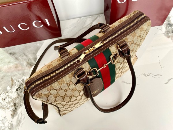 GUCCI GG Canvas Shoulder Bag Large Women's Sand & Dark Brown 866734-FAFV9-9653 L38.5cm W13cm H22.5cm