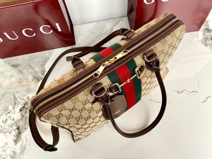 GUCCI GG Canvas Shoulder Bag Large Women's Sand & Dark Brown 866734-FAFV9-9653 L38.5cm W13cm H22.5cm