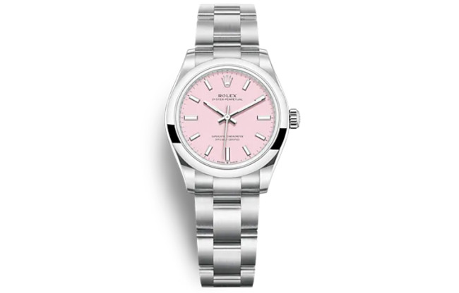 ROLEX Smooth Bezel, Oyster Perpetual Type Automatic Mechanical Movement Women's Watch 31mm Pink Watch Dial