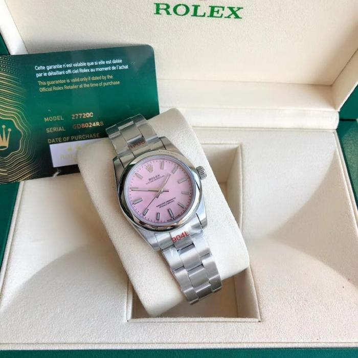 ROLEX Smooth Bezel, Oyster Perpetual Type Automatic Mechanical Movement Women's Watch 31mm Pink Watch Dial