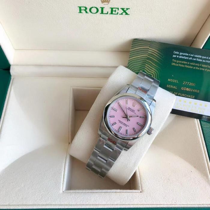 ROLEX Smooth Bezel, Oyster Perpetual Type Automatic Mechanical Movement Women's Watch 31mm Pink Watch Dial