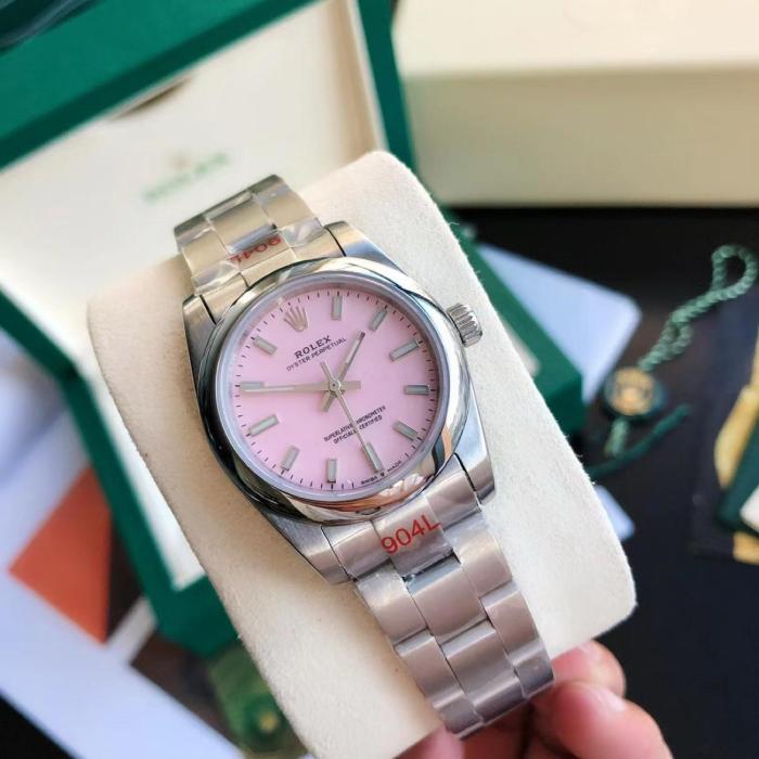 ROLEX Smooth Bezel, Oyster Perpetual Type Automatic Mechanical Movement Women's Watch 31mm Pink Watch Dial
