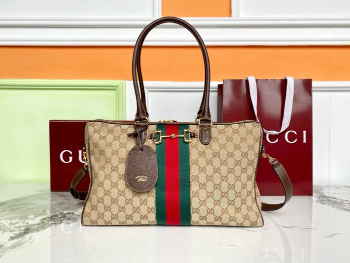 GUCCI GG Canvas Shoulder Bag Large Women's Sand & Dark Brown 866734-FAFV9-9653 L38.5cm W13cm H22.5cm