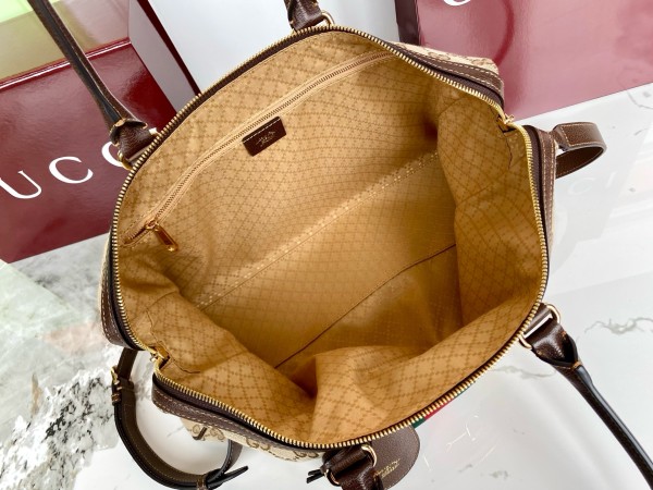 GUCCI GG Canvas Shoulder Bag Large Women's Sand & Dark Brown 866734-FAFV9-9653 L38.5cm W13cm H22.5cm