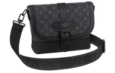 LOUIS VUITTON Saumur Canvas With Leather Trim Messenger Bag Shoulder Bag Crossbody Bag Regular Men's Black M45911 L30cm*W11cm*H23cm