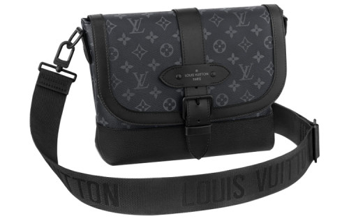 LOUIS VUITTON Saumur Canvas With Leather Trim Messenger Bag Shoulder Bag Crossbody Bag Regular Men's Black M45911 L30cm*W11cm*H23cm