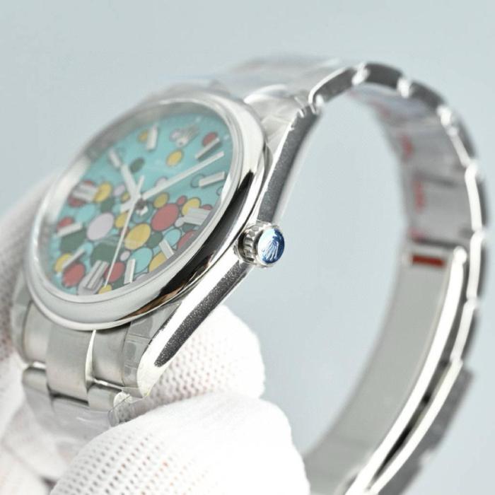 ROLEX Smooth Bezel, Oyster Perpetual Type Automatic Mechanical Movement Women's Watch 31mm Blue Dial