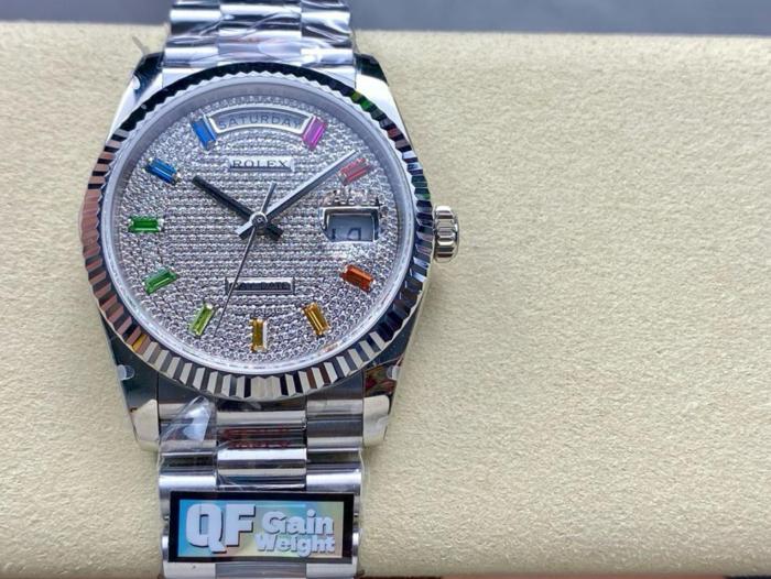 ROLEX Dog Collar, Sunday Calendar Automatic Mechanical Movement Women's Watch 36mm Silver Dial