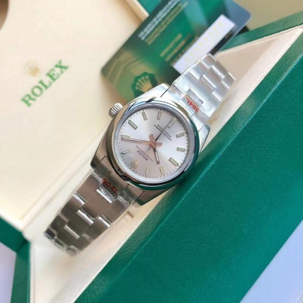 ROLEX Smooth Bezel, Oyster Perpetual Type Automatic Mechanical Movement 100m Waterproof Women's Watch 31mm