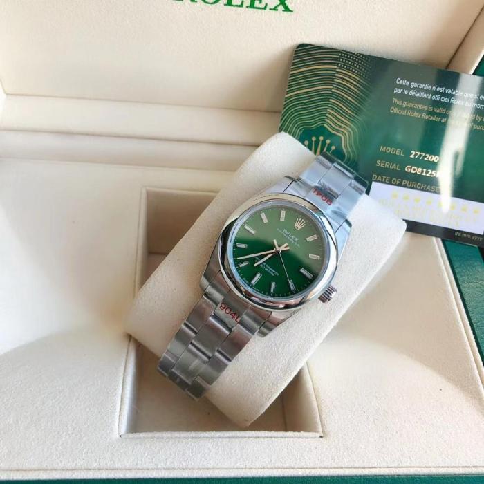 ROLEX Smooth Bezel, Oyster Perpetual Type Automatic Mechanical Movement Women's Watch 31mm Green Dial