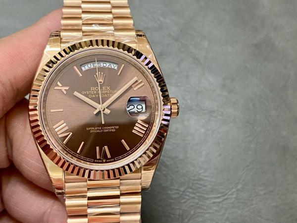 ROLEX Dog Bone Ring Rose Gold, Sunday Calendar Automatic Mechanical Movement Men's Watches Watch 40mm