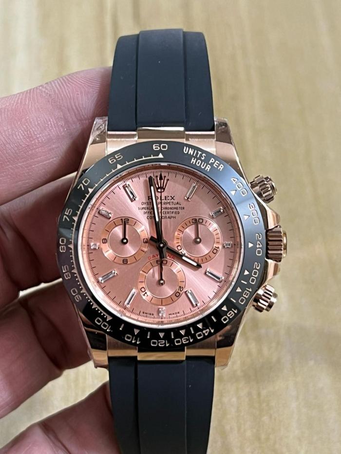 ROLEX Automatic Mechanical Movement Men's Watches Watch 40mm Pink Watch Dial 18K Rose Gold Watch Case
