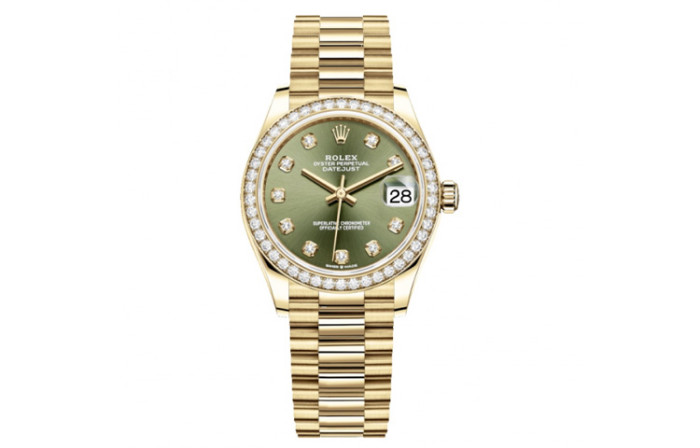ROLEX K Automatic Mechanical Movement Women's Watch 31mm Green Dial 18ct Gold Watch Case