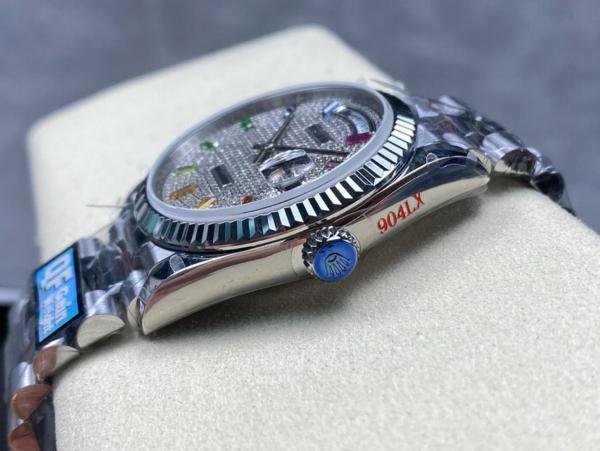 ROLEX Dog Collar, Sunday Calendar Automatic Mechanical Movement Women's Watch 36mm Silver Dial