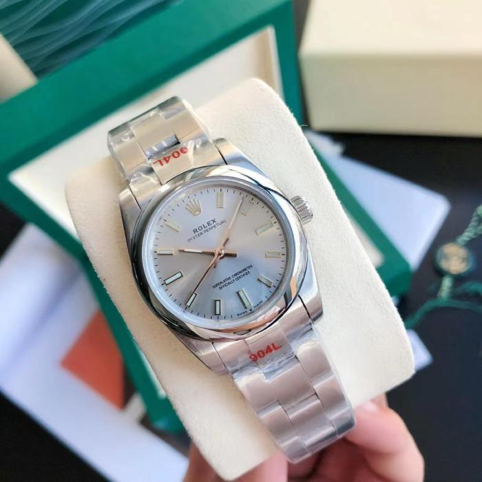 ROLEX Smooth Bezel, Oyster Perpetual Type Automatic Mechanical Movement 100m Waterproof Women's Watch 31mm