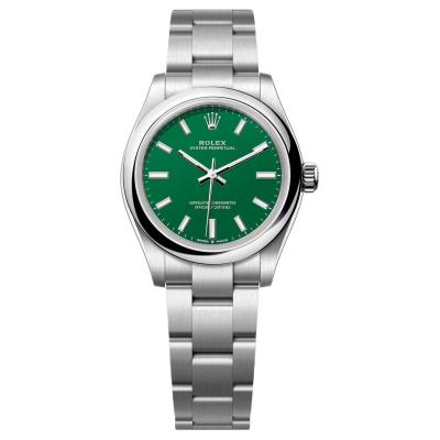 ROLEX Smooth Bezel, Oyster Perpetual Type Automatic Mechanical Movement Women's Watch 31mm Green Dial