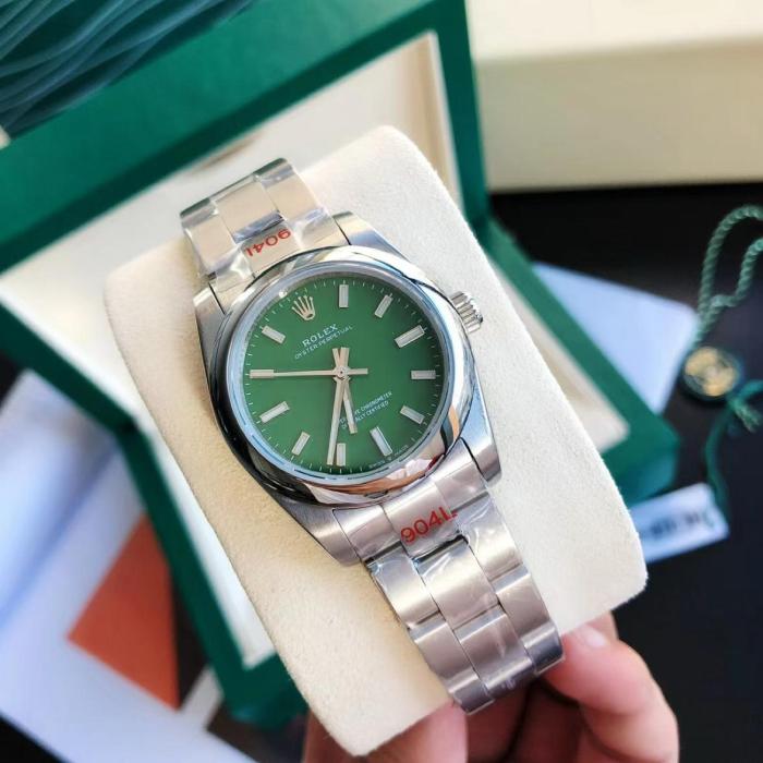 ROLEX Smooth Bezel, Oyster Perpetual Type Automatic Mechanical Movement Women's Watch 31mm Green Dial