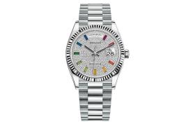 ROLEX Dog Collar, Sunday Calendar Automatic Mechanical Movement Women's Watch 36mm Silver Dial