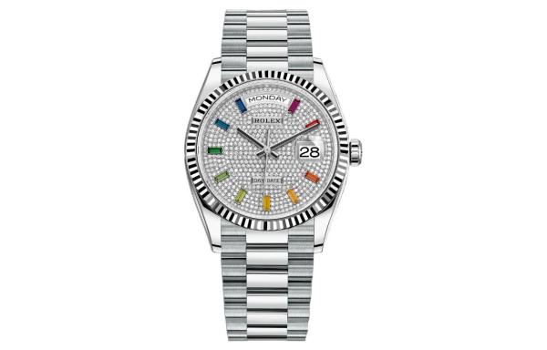 ROLEX Dog Collar, Sunday Calendar Automatic Mechanical Movement Women's Watch 36mm Silver Dial