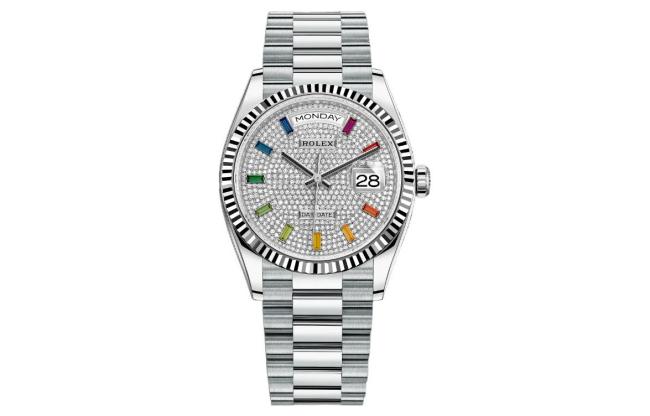 ROLEX Dog Collar, Sunday Calendar Automatic Mechanical Movement Women's Watch 36mm Silver Dial