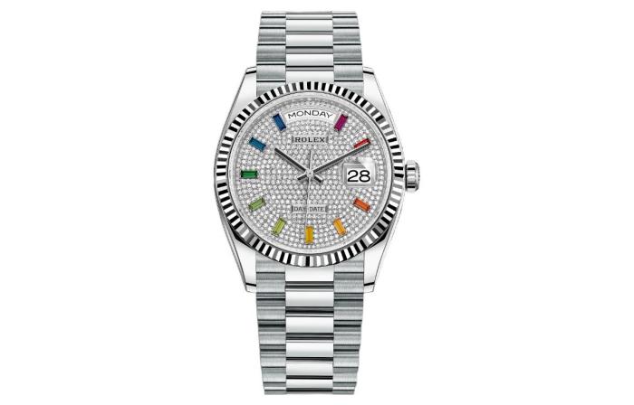 ROLEX Dog Collar, Sunday Calendar Automatic Mechanical Movement Women's Watch 36mm Silver Dial