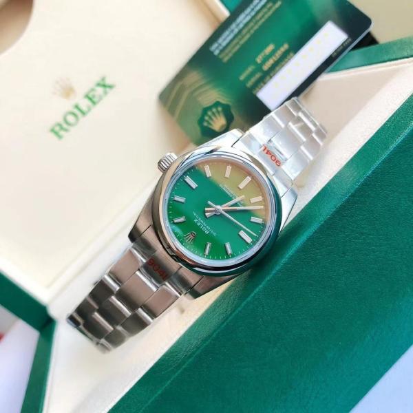 ROLEX Smooth Bezel, Oyster Perpetual Type Automatic Mechanical Movement Women's Watch 31mm Green Dial