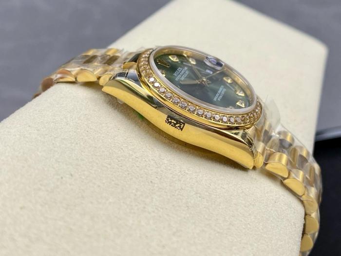 ROLEX K Automatic Mechanical Movement Women's Watch 31mm Green Dial 18ct Gold Watch Case