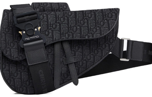 DIOR Saddle Cow Leather With Fabric Saddle Bag, Crossbody Bag, Sling Bag, Fanny Pack, Shoulder Bag Men's Black 1ADPO093YKY-H00N L28.6cm W5cm H20cm
