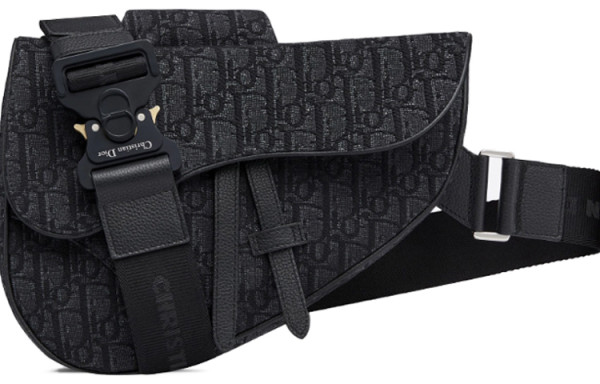 DIOR Saddle Cow Leather With Fabric Saddle Bag, Crossbody Bag, Sling Bag, Fanny Pack, Shoulder Bag Men's Black 1ADPO093YKY-H00N L28.6cm W5cm H20cm